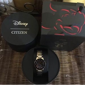 Womens Citizen Eco-Drive Mickey Mouse Diamond Accent Watch Rose Gold Tone New